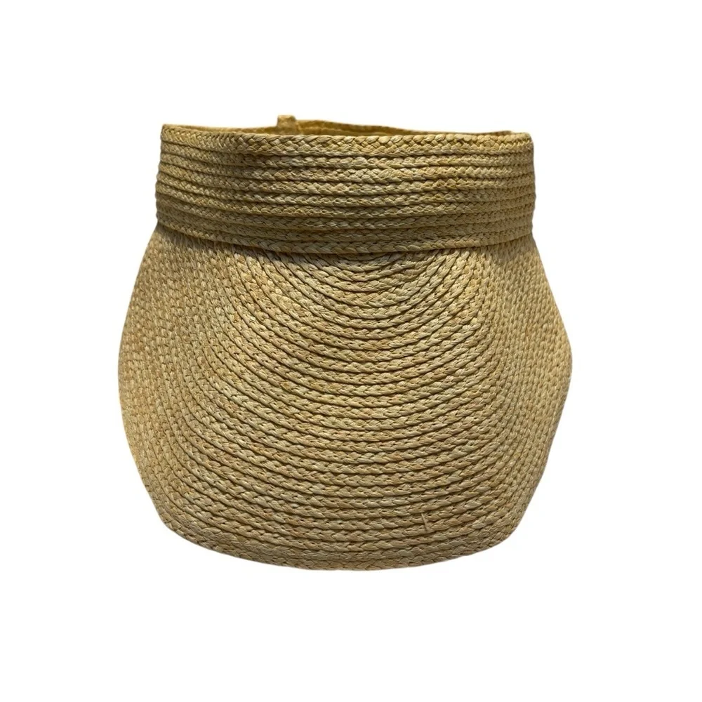 NEW Visor Tan Woven Hat Straw Fold-Up Travel Beige Sun Protection